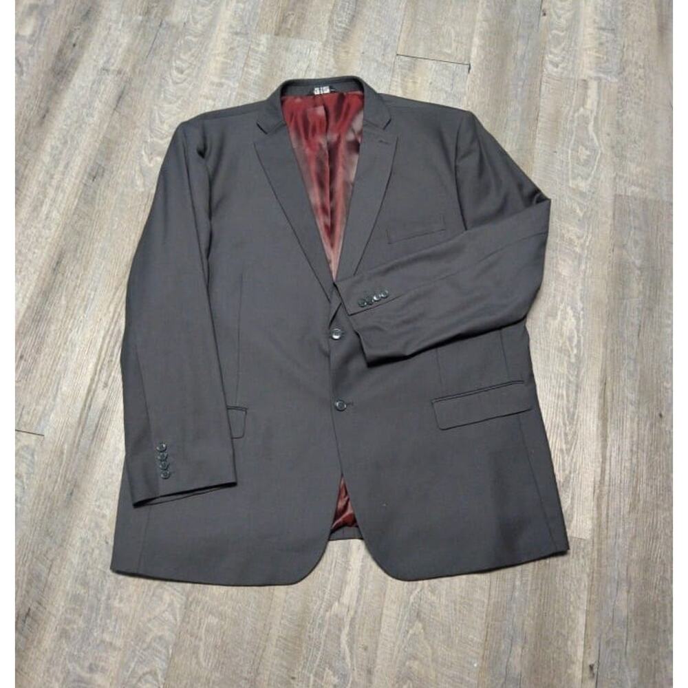 Fellini Uomo Blazer Mens 54L Gray Super 140's Sports Coat Jacket 2 B Big & Tall